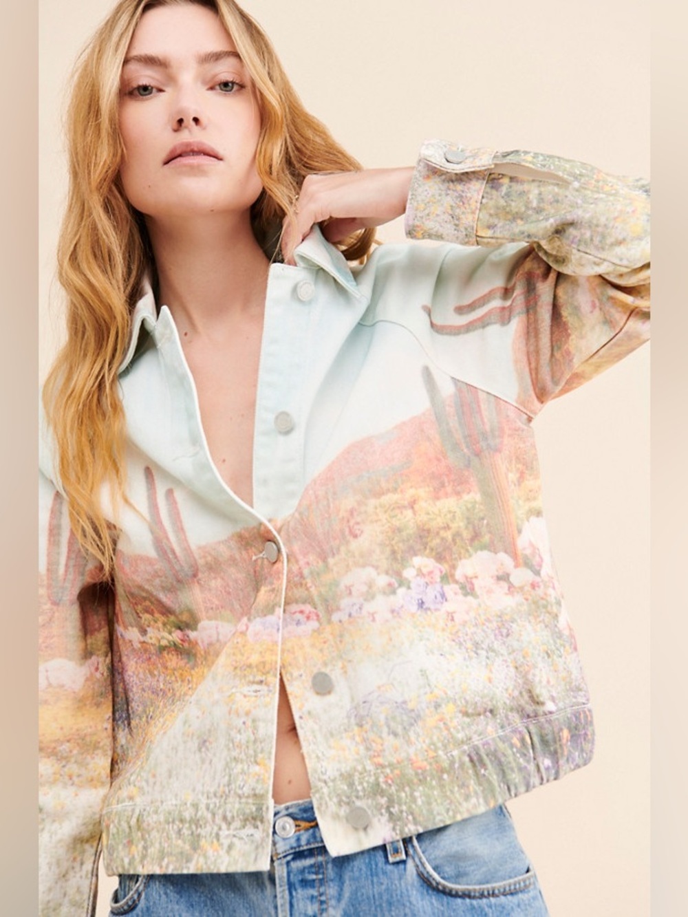 Blank NYC Desert Bloom Print Jean Jacket